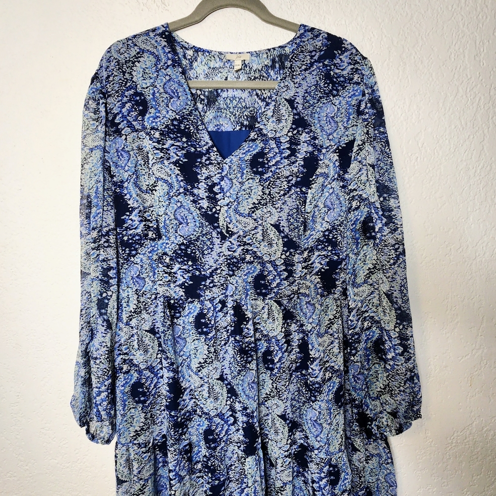 Joie Blue Parisian Paisley Chiffon Balloon Maxi Dress Sz XXL NwT Tiered Ruffles - Picture 3 of 15